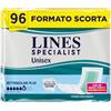 Lines Specialist Pannoloni Rettangolari, Pannoloni per Incontinenza Donna e Uomo, Asciutto Lampo, Tecnologia Neutralizza Odore, Assorbenza Plus, Taglia Unica, Scorta da 96 Unità