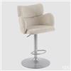 EDG Enzo De Gasperi Sgabello Moka in Tessuto Avorio H 118,5 x L60,5 x P 58 cm