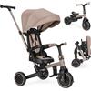 Kikka Boo KikkaBoo Triciclo Evolutivo 8 in 1 ALUMA, da 12 Mesi a 5 Anni, Triciclo Passeggino Pieghevole con Maniglione per Genitori, Beige
