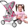 Kinderplay Passeggino per Bambole - Leggero e Pieghevole a Ombrello - Per bambine 3+ anni, tela lavabile e ruote antigraffio - Struttura in alluminio, 41x33x56 cm