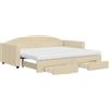 vidaXL Lettino allungabile con cassetti crema 90x200 cm in tessuto