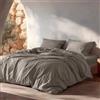Gamusi Set di lenzuola con copripiumino GAMUSI - 100% cotone - Grigio - 144 fili - Biancheria da letto traspirante e morbida - 260 x 220 cm + 2 federe - Chiusura con bottoni