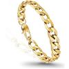 PROSTEEL Bracciale Uomo 09MM Larghezza Oro Cubana Catena Tridimensionale Bracciali Braccialetto Catena Spessa Design Moderno Struttura Stabile Confezione Regalo