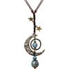 Hanary Collana vintage bohémien hippie con perline in ceramica a mezzaluna Lariat, gioiello da donna, Misura unica, Lega di acciaio, Nessuna pietra preziosa