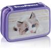 Favorit, Astuccio 3 scomparti per la scuola, Fornito di Cancelleria, 20 x 13 x 7.5cm, Sweet Puppies Azzurro e Rosa