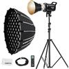 Godox SL60II-Bi LED Video Light 2800K-6500K Bi-Color Continuous Light with APP&Remote Control + PS60 Round softbox with Honeycomb Grid, Light Stand
