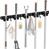 Carehabi 5 porta scopa parete con 4 ganci, portascopa da muro appendi scope mop senza forare o trapanare, organizzatore porta attrezzi autoadesivo per garage, giardino, ripostiglio, cucina, bagno