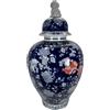 PALAIS ROYAL Potiche Giara Ming 33x61cm Stile Cinese Blu Ceramica
