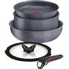 LAGOSTINA Ingenio Minerals Set 5 Pezzi Padelle con Manico Rimovibile 24-26cm Alluminio