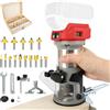luolety Fresatrice compatta a batteria per Milwaukee 18 V, 800 W, senza spazzole, con 6 velocità, 30.000 giri/min, con 15 frese da 1/4 (senza batteria)