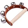Jeffergarden Handbell Tambourine con Manico in Legno, Strumento a Percussione per Bambini per Ispirare i Musicisti, Promuovendo il Senso Ritmico (S)