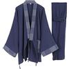 un-brand Completo da Pigiama in Cotone a Doppia Garza Giapponese da Uomo Kimono Plus Size Abbigliamento Zen Abbigliamento taoista (Taglia L, A3)
