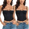 Raxnode Top Corto in Pizzo da Donna - Sexy Body da Club alla Moda con Fibbia
