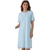 Generico Camicia da Notte Donna Karelpiù Art. SK0038 100% Cotone - Estiva Leggera Morbida e Traspirante Comfort Naturale per Riposo e Relax Casa (Azzurro, L)