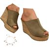 Generic Sandali Con Tacco A Zeppa Da Donna, Pantofole Platform Estive Effetto Sughero Sandali Aperti Slip on Scarpe Casual Leggere E Comode Per Vacanze Spiaggia Uso Quotidiano,Verde,35 EU