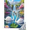 KEZXWCBMN Scenario Lago dei Cigni Puzzle 1000 Pezzi Carta per Adulti Cascata Natura Intrattenimento Famiglia Relax Arredo Regalo 38x26cm/1000pcs