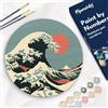 Figured'Art Dipingere con i Numeri su Disco di Legno da 30 cm - Paint by Numbers, La Grande Onda, Passatempo per Adulti, Kit Completo, Hobby Creativi - Quadri fai da te