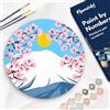 Figured'Art Dipingere con i Numeri su Disco di Legno da 30 cm - Paint by Numbers, Monte Fuji, Passatempo per Adulti, Kit Completo, Hobby Creativi - Quadri fai da te
