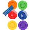 Fauitay Set di 6 piatti rotanti in plastica con 12 bastoncini, accessori per giocoleria acrobatica da circo, set da gioco colorato per feste per adulti e principianti