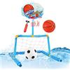 Generico Canestro da Basket per Piscina - Porta da Calcio Galleggiante in Acqua 2 in 1 | Giocattolo Acquatico interattivo con 2 Palline e Pompa | per Bambini 4 Anni ín su, Adulti, Famiglia, Piscina