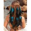 Fashband Fascia per capelli indiana con piume, stile bohémien, hippie, tribale, festival, accessorio per capelli da donna (blu, taglia unica)