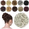 FESHFEN Chignon Finto per Capelli, Coda Chignon Capelli Extension Finti con Elastico Sintetica Ondulato Naturale Posticci per Capelli per Donne, 42g Grigio Argento