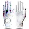 GFDSGRE Guanti Golf Guanti da golf donna premium stampati Design Destra a destra con pennarello in pelle signore S m l xl(4,Small-Worn on Left Hand)
