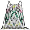 HLBSDM Zaino morbido con coulisse, stampa ikat chevron in stile bohemien, ideale per eventi sportivi.