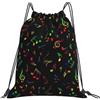 HLBSDM Zaino portatile con coulisse, stampa di note musicali al neon, bellissime borse con lacci per la piscina