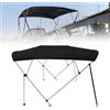 DJJYCTNM Tendalino Barca 4 Archi per Barca con Telaio in Alluminio da 2,5 Cm, Telo Impermeabile in Tessuto Oxford 750D con Custodia, 2 Pali di Supporto Posteriori, 2 Cinghie(Black,216-228cm/85-90in)