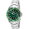 Invicta Pro Diver - Orologio da uomo in acciaio inossidabile con movimento al quarzo - 40 mm, Argento / Verde