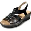JOMIX Sandali Donna Estivi Comodi con Zeppa 5 cm Sandali Eleganti con Strass Punta Aperta Fasce Elastiche Pianta Larga Antiscivolo Scarpe Donna Signora per Estate e Uso Quotidiano Argento 41