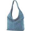 modamoda de T150 Borsa a tracolla da donna Large in camoscio made in Italy, blu petrolio, L