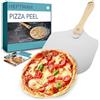 HEFTMAN Pala per pizza da 30,5 cm, in alluminio, con manico pieghevole in legno per una facile conservazione, leggera buccia girevole per forno, griglia, pane