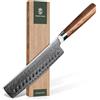 Dragon Creek Coltello Nakiri 18,5 cm in Acciaio Damasco, Coltello per Verdure Affilato, Manico Ergonomico in Legno, Ideale per Verdure ed Erbe Aromatiche