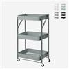 Produce Shop Carrello da cucina pieghevole portavivande 3 ripiani con ruote Pikas - Grigio Scuro
