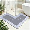 Funvalley Surperfect Tappetino da bagno in diatomite a forma di L, tappetino da doccia angolare super assorbente, antiscivolo e anti muffa, ad asciugatura rapida, adatto per doccia a quadrante