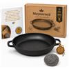 Maysternya Padella Grill in Ghisa Ø34 x 4 cm - Accessorio BBQ per Cucina da Esterno, Forno & Fuoco Vivo - Grande Padella in Ghisa per Grigliare, Arrostire & Cucinare - Idea Regalo BBQ - Nero Opaco