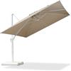 PURPLE LEAF Ombrellone da Giardino 3 X 3 m con Base a Croce, Parasole Esterno Tela 240 g/m² Protezione UPF 50+ con Manovella 8 Stecche, Inclinabile e Rotabile a 360° per Balcone Piscina, Beige