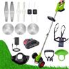 BEST DIRECT Rotazer - Decespugliatore elettrico 8 in 1, 2 batterie da 21 V, tagliabordi, tagliaerba, vari accessori, testa girevole a 90° (tosaerba + 1 battente + imbracatura )