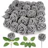 Jinsion 25 Pezzi Fiori Artificiali, Fiori Artificiali Schiuma Teste di Roses Finti, Rose Finte per Decorazioni, Schiuma Rose Finte Sfuse con Stelo, per Matrimoni, Arco di Nozze, Decorazione per Casa, Grigio