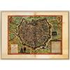 ConKrea Quadro su Tela Canvas INTELAIATO - con Cornice - Mappa Antica - Milano Medioevo Medioevale - Mediolanum - 70x100cm - Stile Moderno Legno Naturale - (cod.307)