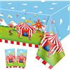QUERICKY 2 pezzi Tovaglie a tema circo, 220x130cm carnevale rettangolo copritavolo, rosso e bianco a strisce tovaglia per bambini festa di compleanno, circo carnevale decorazioni festa forniture
