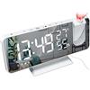 DollaTek Radio sveglia con proiezione LED grande schermo display temperatura e umidità orologio elettronico per camera da letto regalo cucina - guscio bianco digitale bianco