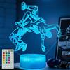POSSHE - Luce notturna da wrestling, regali per wrestler, lampada 3D Illusion con 16 colori intercambiabili, telecomando e dimmerabile, decorazione per la camera dei ragazzi e delle ragazze, regalo