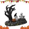 Generic Statuette di Halloween Decorazione | Albero ceppo Teschio Corvo Scultura pietra tombale | Decorazioni in resina per caminetto Libreria Camera da Esposizione di Halloween