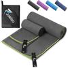 Jokisa 2 Set Asciugamano Microfibra (180x90cm Telo Grande+100x50cm Telo Palestra),Asciugatura Rapida e Senza Sabbia Telo Mare,Asciugamani Palestra Adatto per Fitness,Spiaggia，Grigio Scuro - Verde