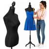 BAKAJI Manichino Busto Sartoriale Femminile Da Sarta Per Capi Di Sartoria Abbigliamento Tailleur Torso Da Donna Altezza Regolabile Per Vetrine Con Treppiede Struttura In Legno 42 x 170cm (Total Black)