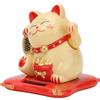 Gsycle Gatto Portafortuna, Maneki Neko Gatto Che Saluta Gatto Fortunato Giapponese Bianco con Braccio Che Agita Gatto della Fortuna Ad Energia Solare Buona Fortuna Ricchezza Gatto di Benvenuto(Oro)