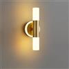 SANGPAO Decorazione domestica moderna Up Down Applique Illuminazione da parete Vanità del bagno LED Applique da parete Barra lunga 9W Cilindro acrilico dorato per interni Lampada da parete lineare per